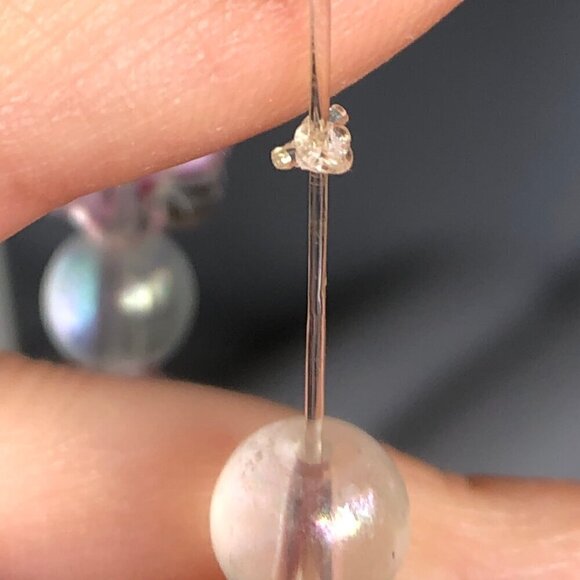 Handmade Glass Bracelets Round Flower Beads Blue Clear Pink Brown, 5.75 to 6.5'' - Picture 8 of 16